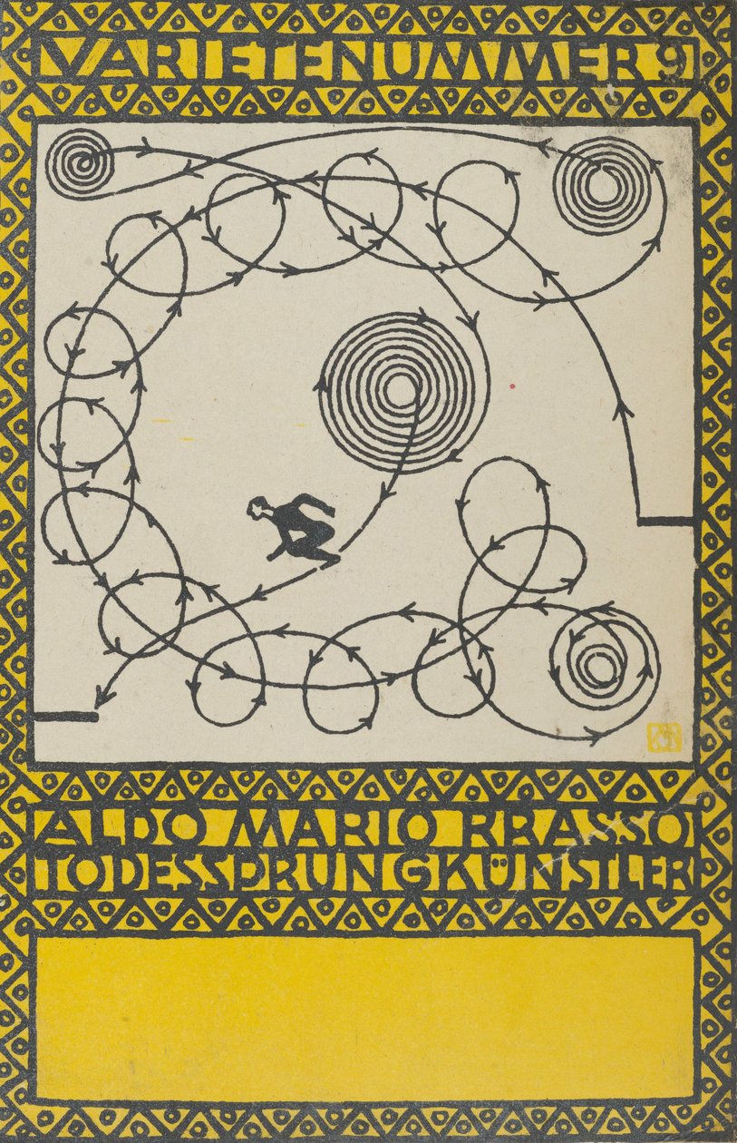 Variety Act 9: Aldo Mario Brasso, Leap of Death Artist Varietenummer 9: Aldo Mario Bras..., 1907. alkotó: Moritz Jung