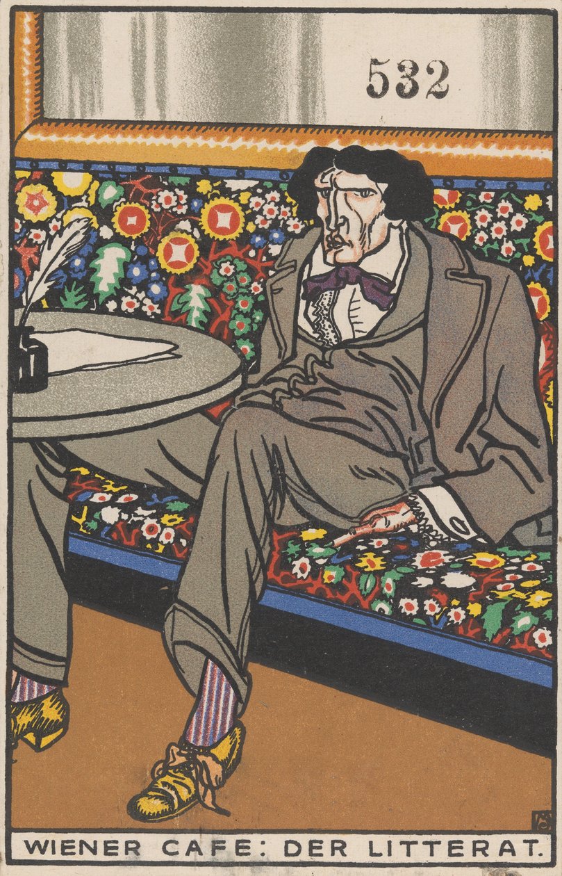 Bécsi kávéház: A betűk embere Wiener Café: Der Litterat, 1911. alkotó: Moritz Jung