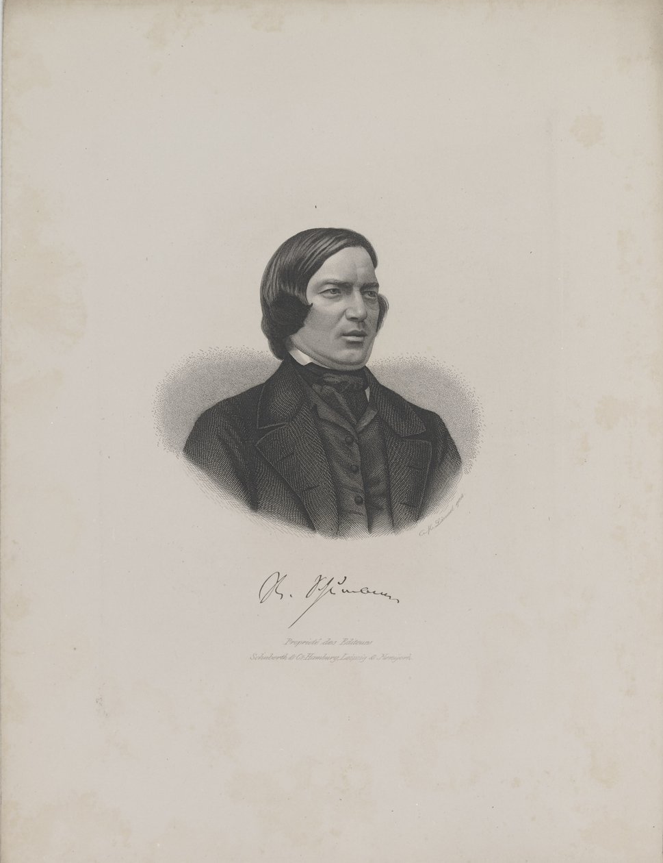Robert Schumann zeneszerző portréja 1810-1856, c. 1840. alkotó: Moritz Laemmel