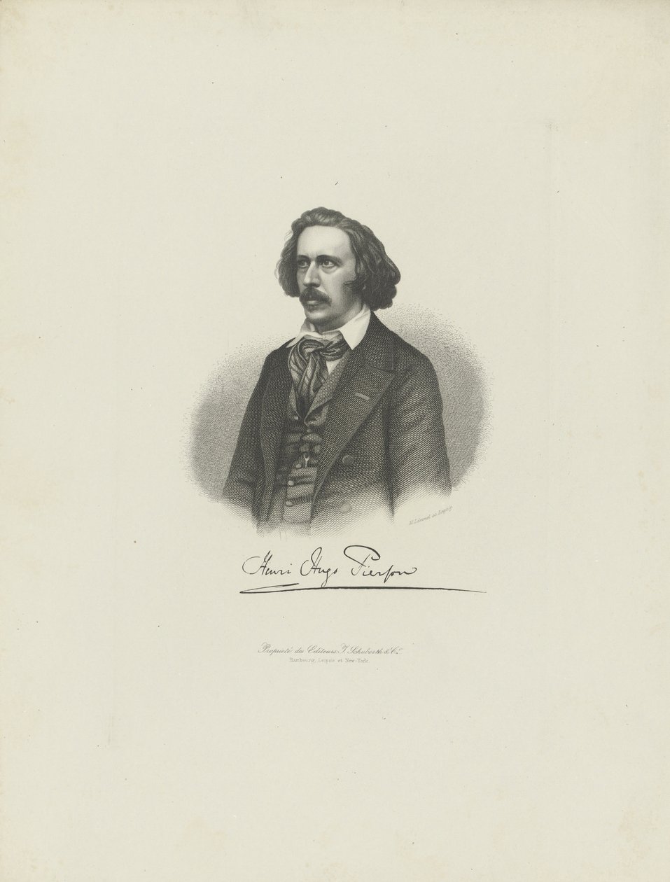 Henry Hugo Pierson zeneszerző portréja 1815-1873 , c. 1850. alkotó: Moritz Laemmel
