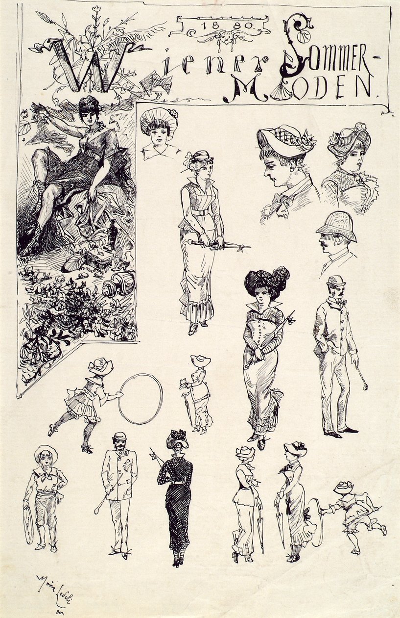 Bécsi típusok 1880 (bécsi nyári divat) alkotó: Moritz Ledeli