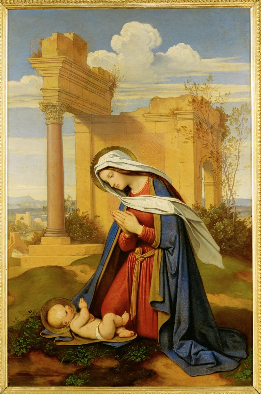 Szűz Mária imádja a gyermeket ... (festmény, vászon) alkotó: Moritz Ludwig von Schwind
