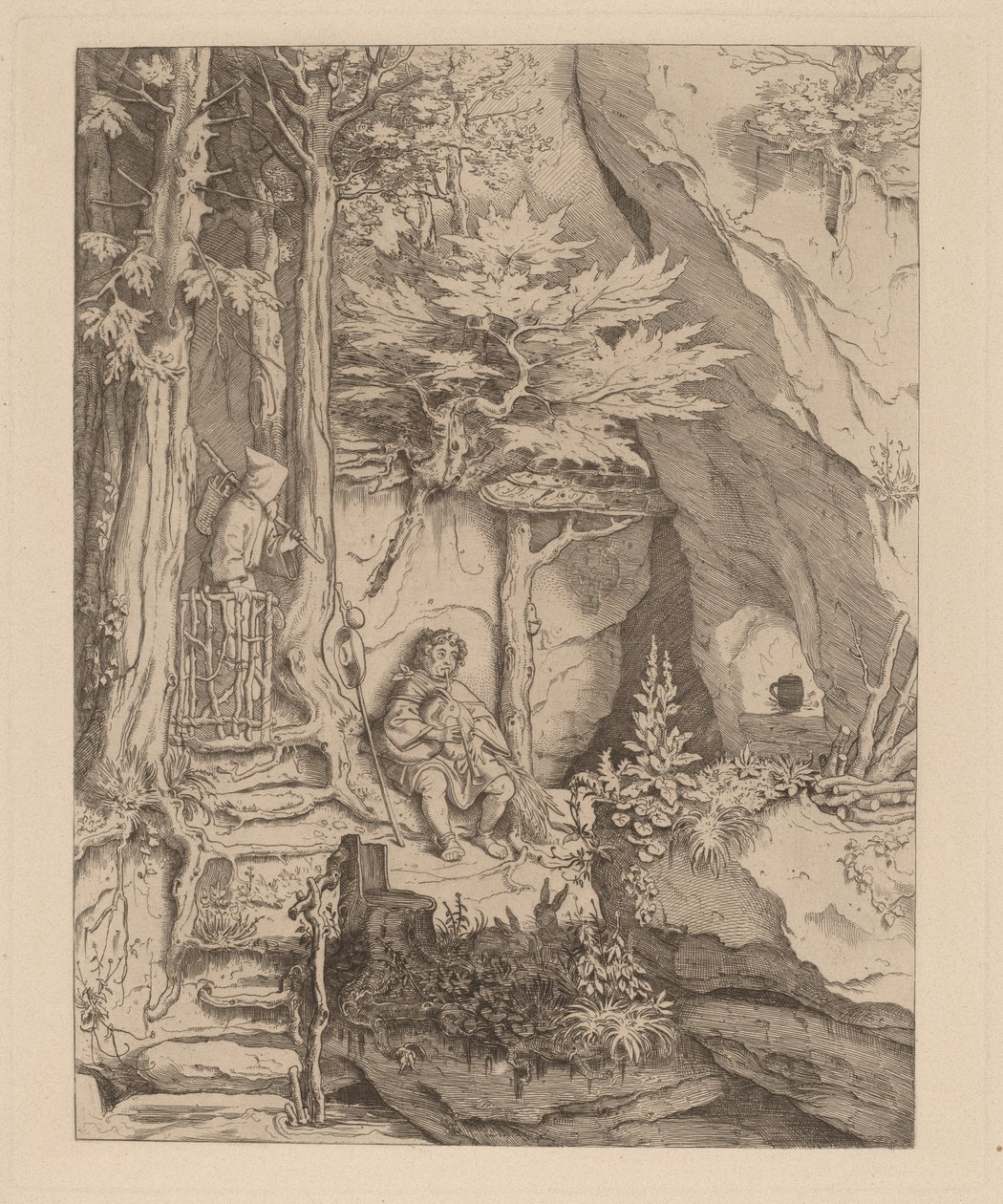 Egy szerzetes dudásszal alkotó: Moritz Ludwig von Schwind