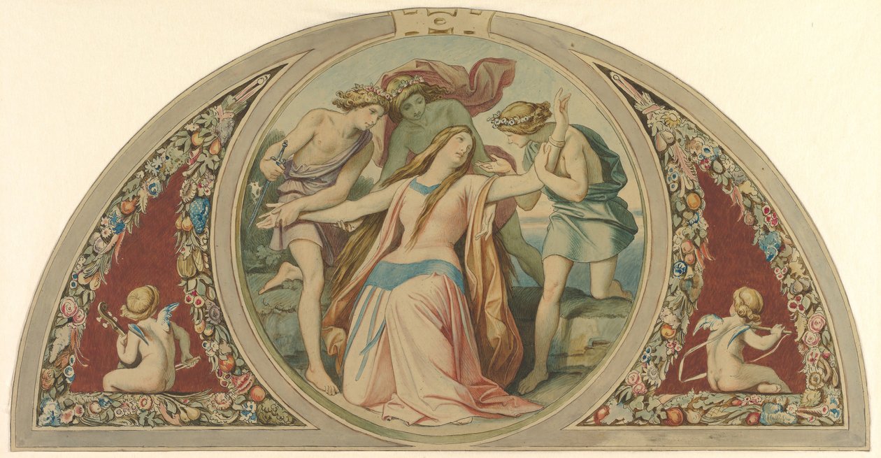 Három fiú megmenti a kétségbeesett Paminát az öngyilkosságtól, 1864. alkotó: Moritz Ludwig von Schwind