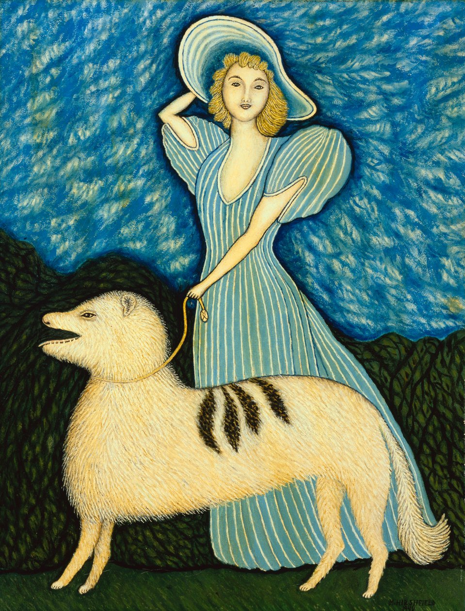 Lány kutyával alkotó: Morris Hirshfield