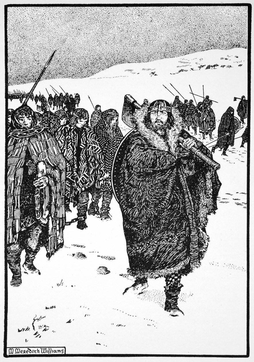"Murtough útja a béklyókban lévő munsteri királlyal", 941, 1913 alkotó: Morris Meredith Williams
