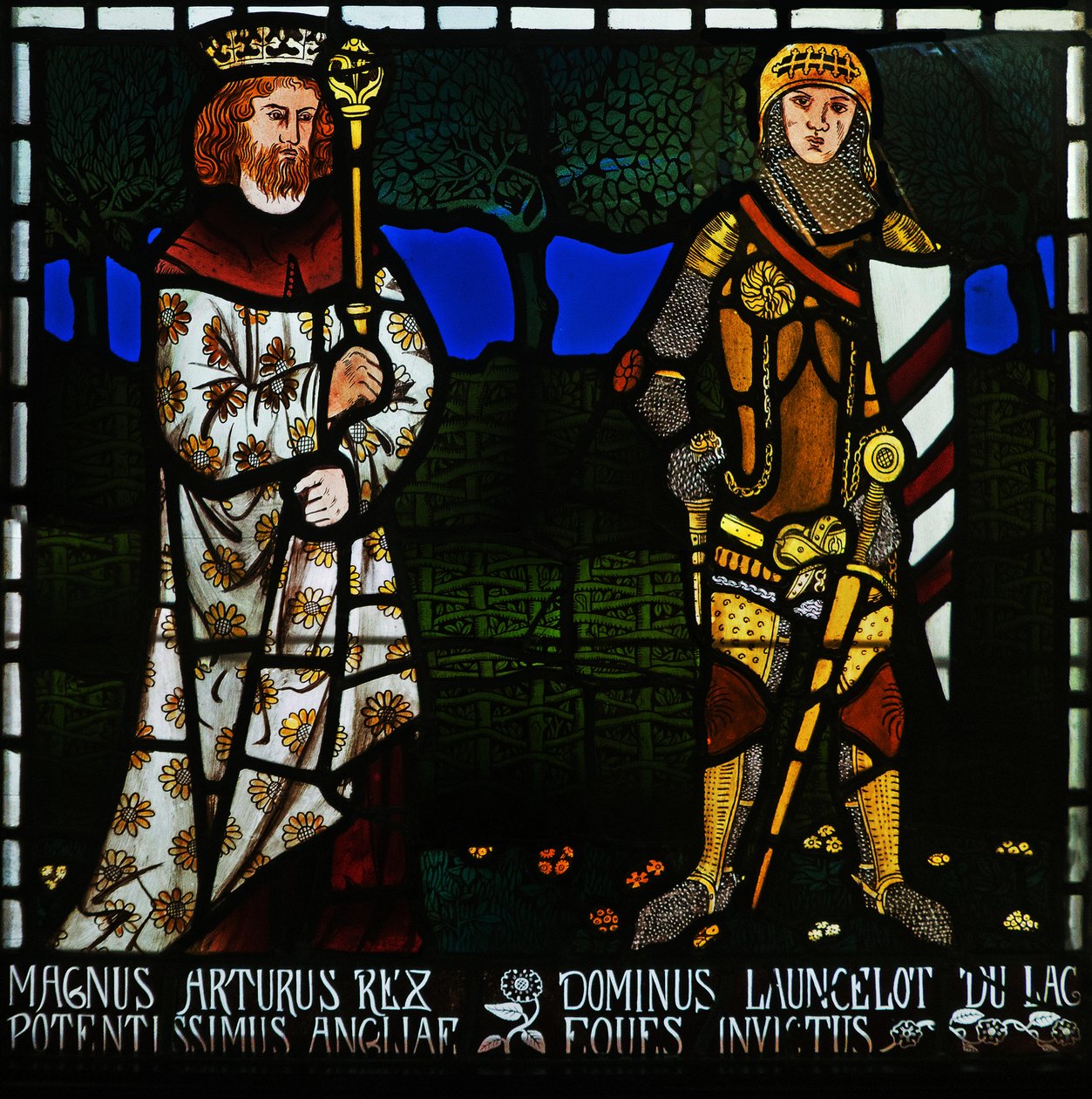 Arthur király és Sir Lancelot, 1862. alkotó: Morris and Co.