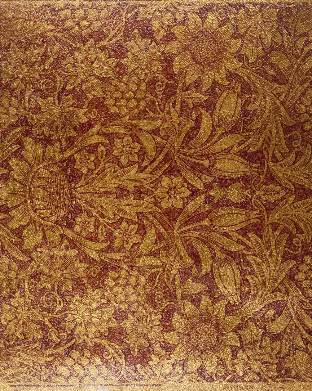 "Sunflower" tapéta (nyomott, aranyozott és lakkozott papír) alkotó: Morris and Company