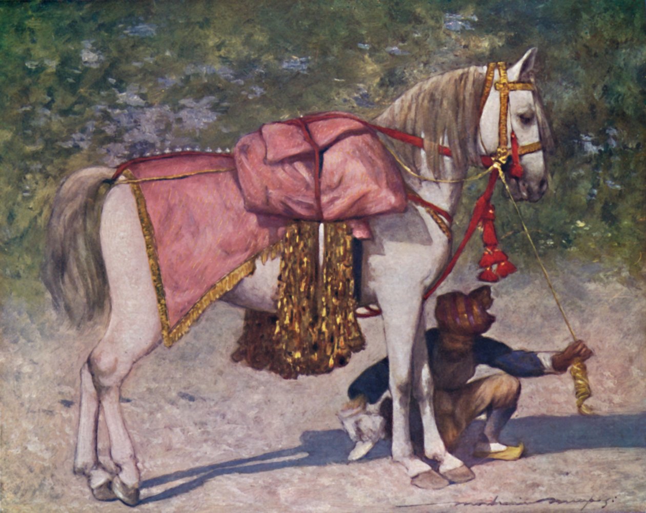 "Egy híres vezetett ló Cutch Rao kíséretében", 1903 alkotó: Mortimer L Menpes