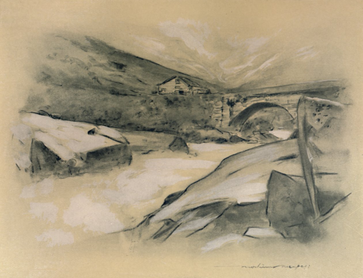 "A Mountain Torrent", 1903 alkotó: Mortimer L Menpes
