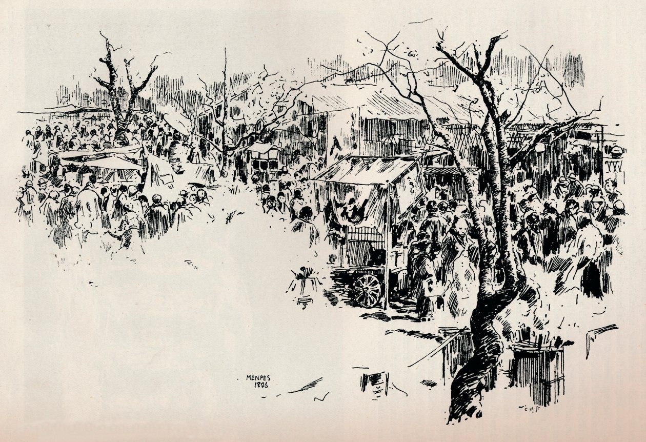 Utcai jelenet Asakusában, 1897 alkotó: Mortimer L Menpes
