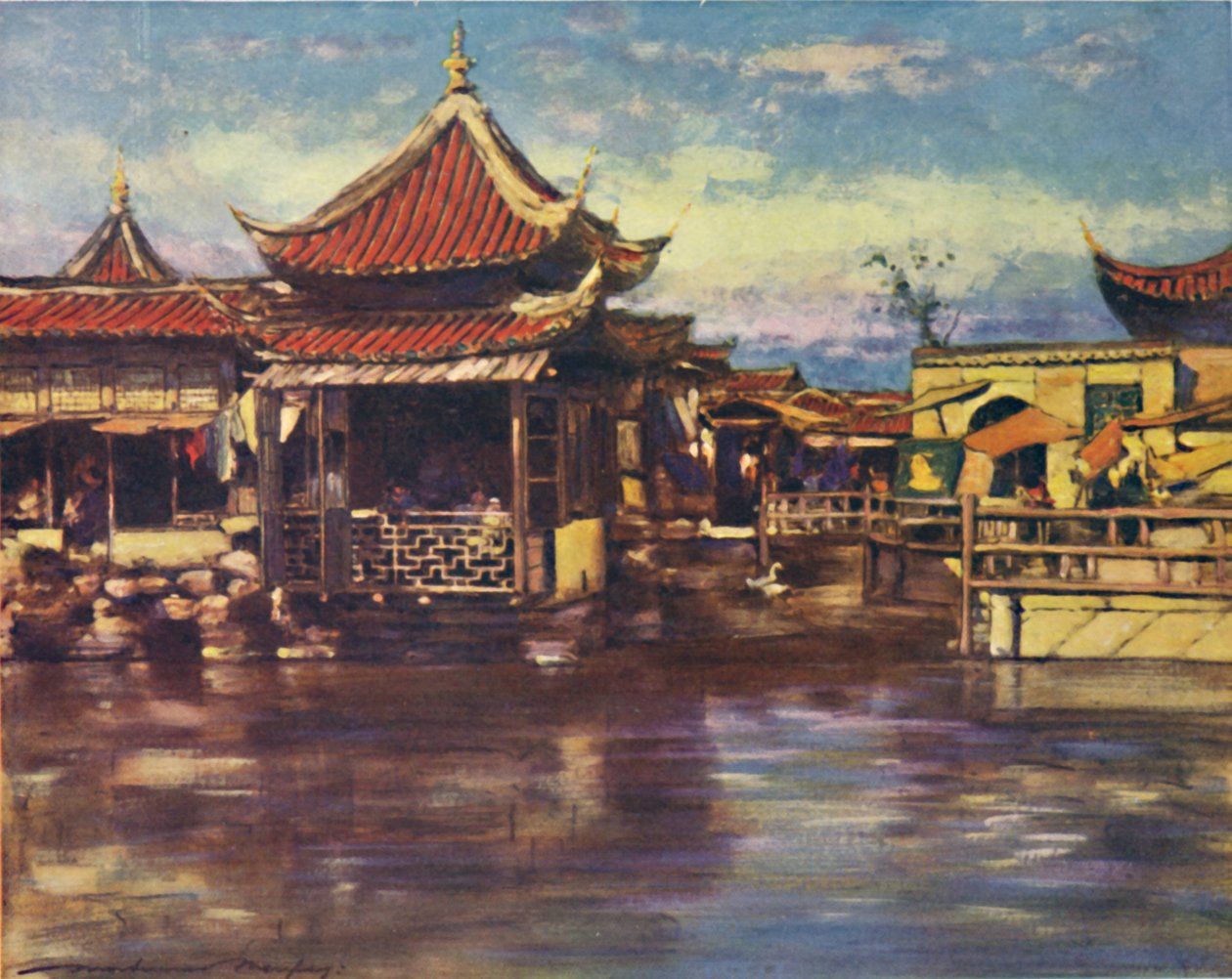"Teaház, Sanghaj", 1903 alkotó: Mortimer L Menpes