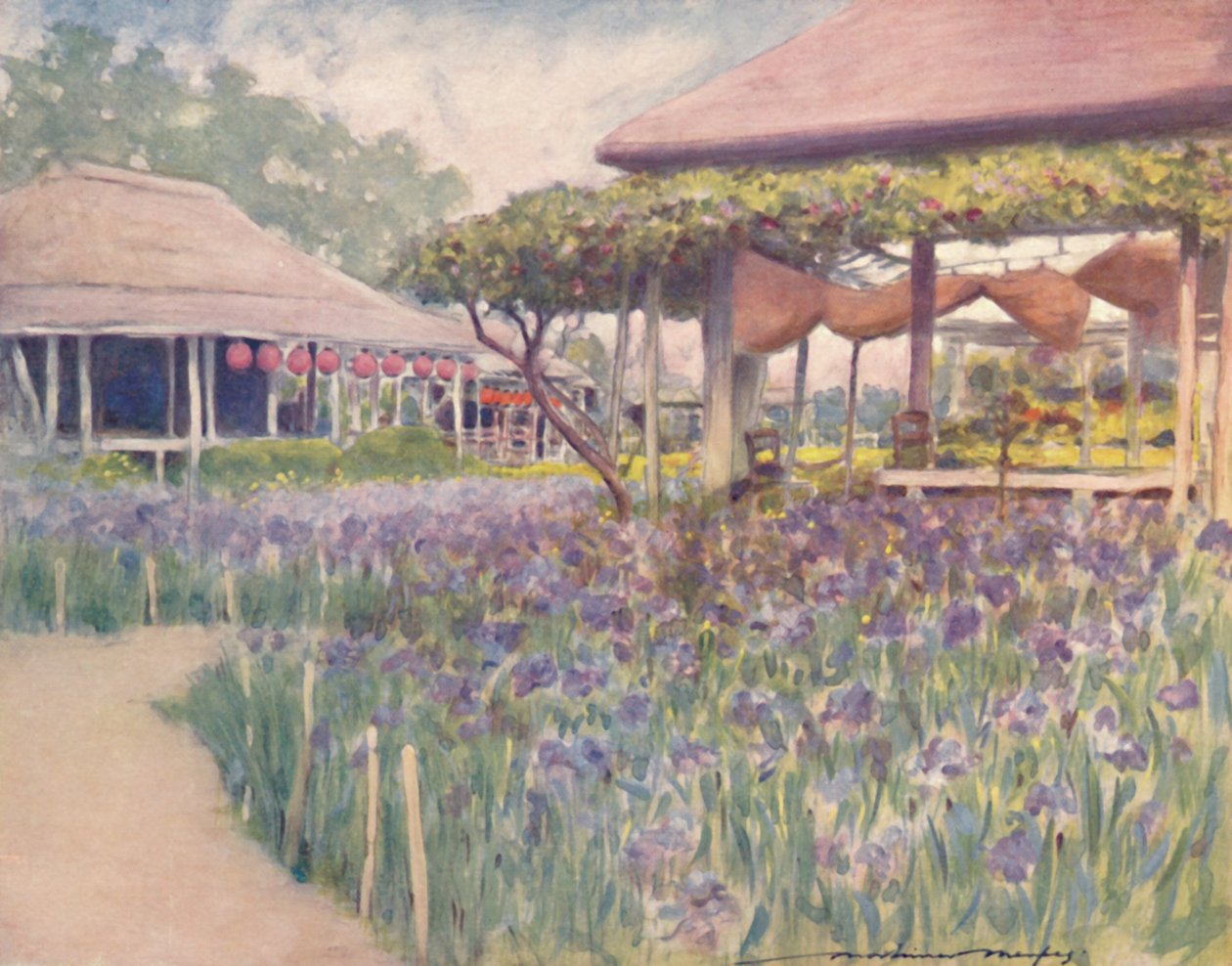"An Iris Garden", 1903 alkotó: Mortimer L Menpes