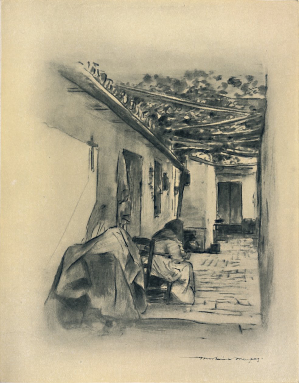 "Udvar Sevillában", 1903. alkotó: Mortimer L Menpes