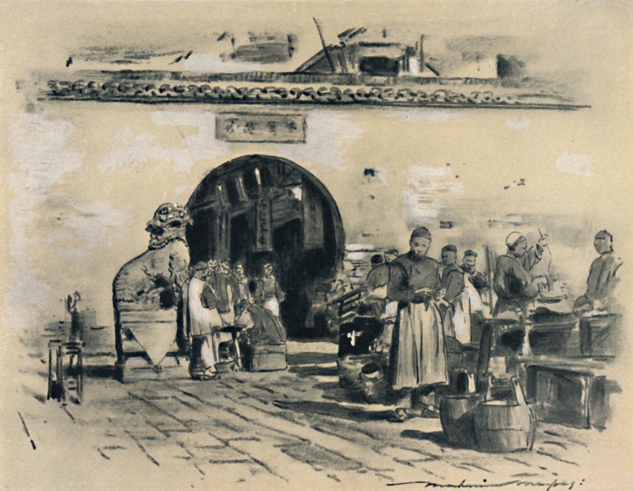 "Sanghaj városában", 1903 alkotó: Mortimer L Menpes