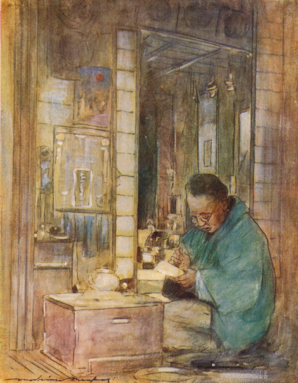 „Számlák készítése”, c1887, 1901 alkotó: Mortimer L Menpes