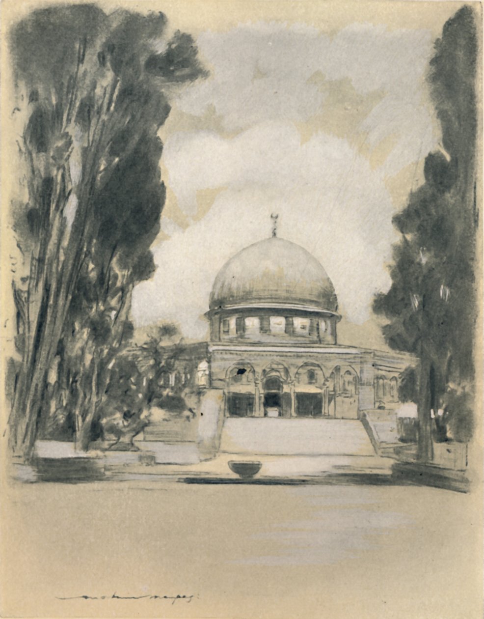 "Omar mecset, Jeruzsálem", 1903 alkotó: Mortimer L Menpes