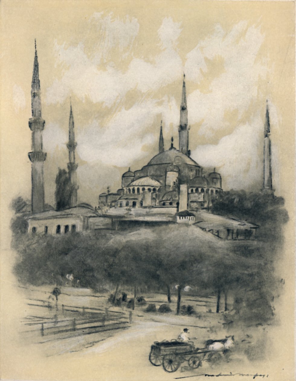 "Szent Zsófia mecset, Konstantinápoly", 1903 alkotó: Mortimer L Menpes