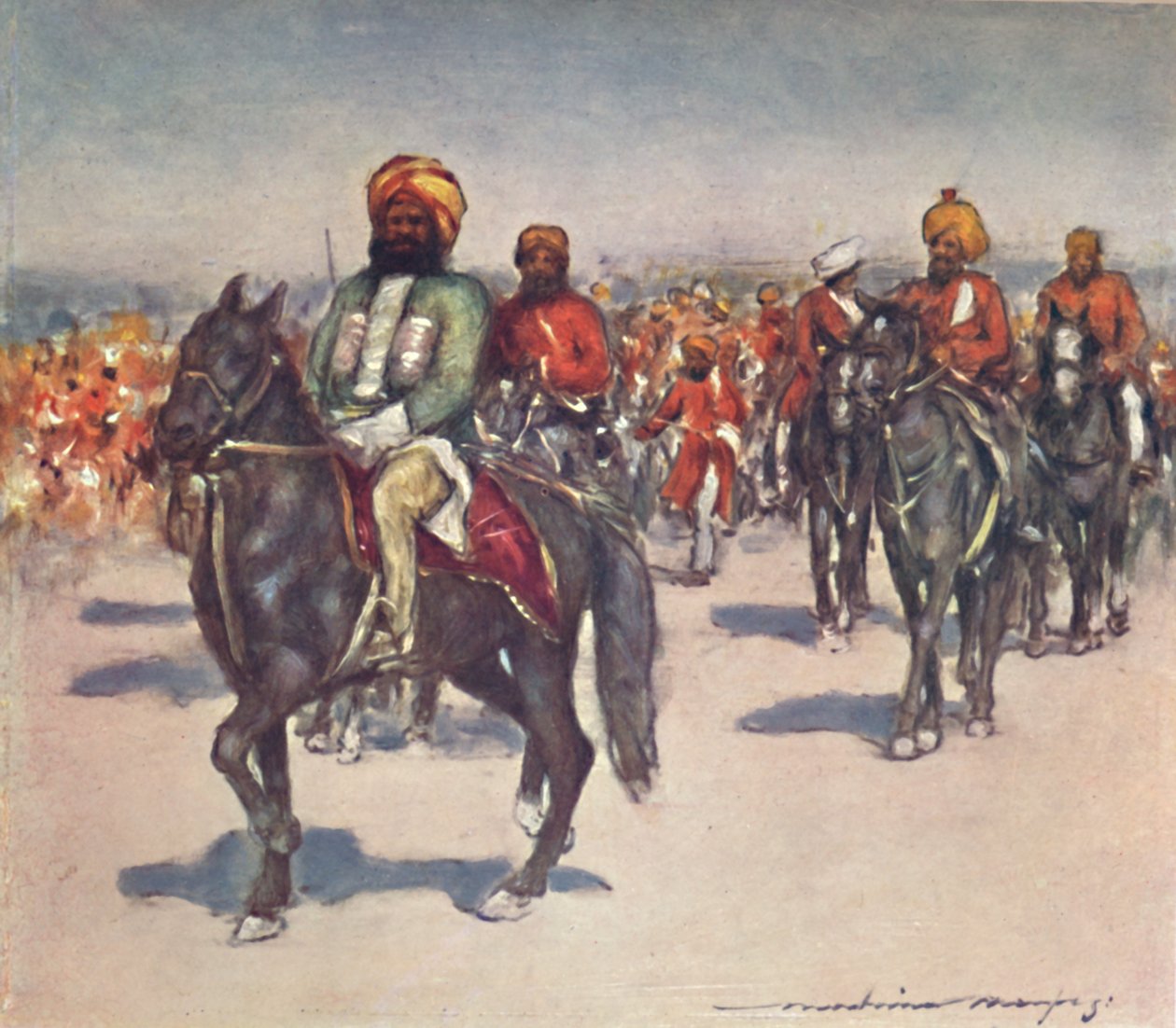 „Native Horsemen in the Review of Native Retainers”, 1903 alkotó: Mortimer L Menpes