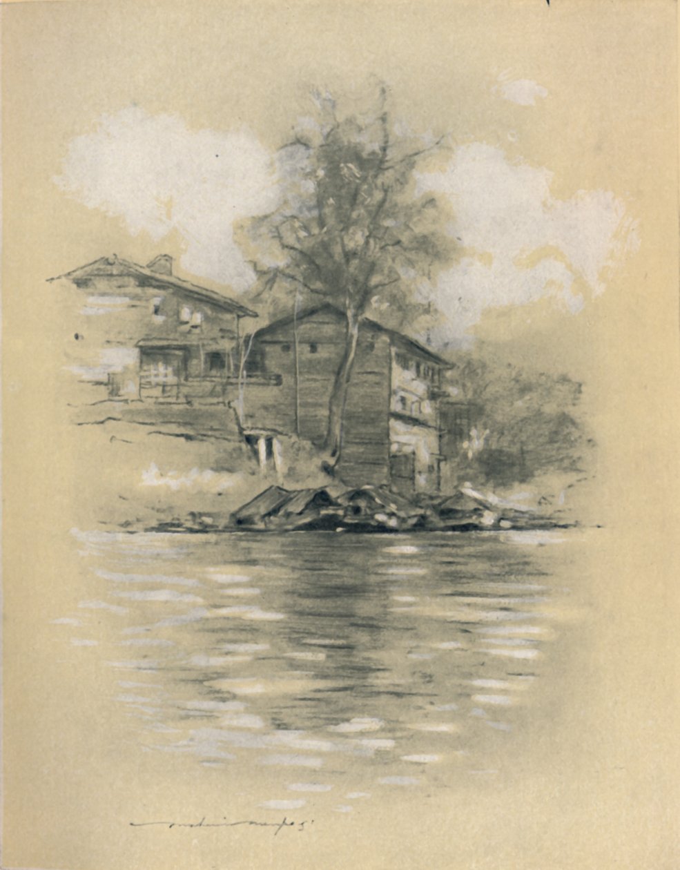 Folyólakás Srinagarban, 1903 alkotó: Mortimer L Menpes