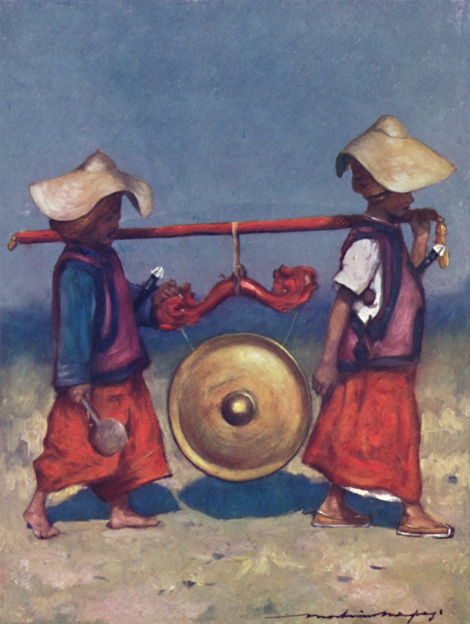 „Shan Retainers with Brass Gong”, 1903 alkotó: Mortimer L Menpes