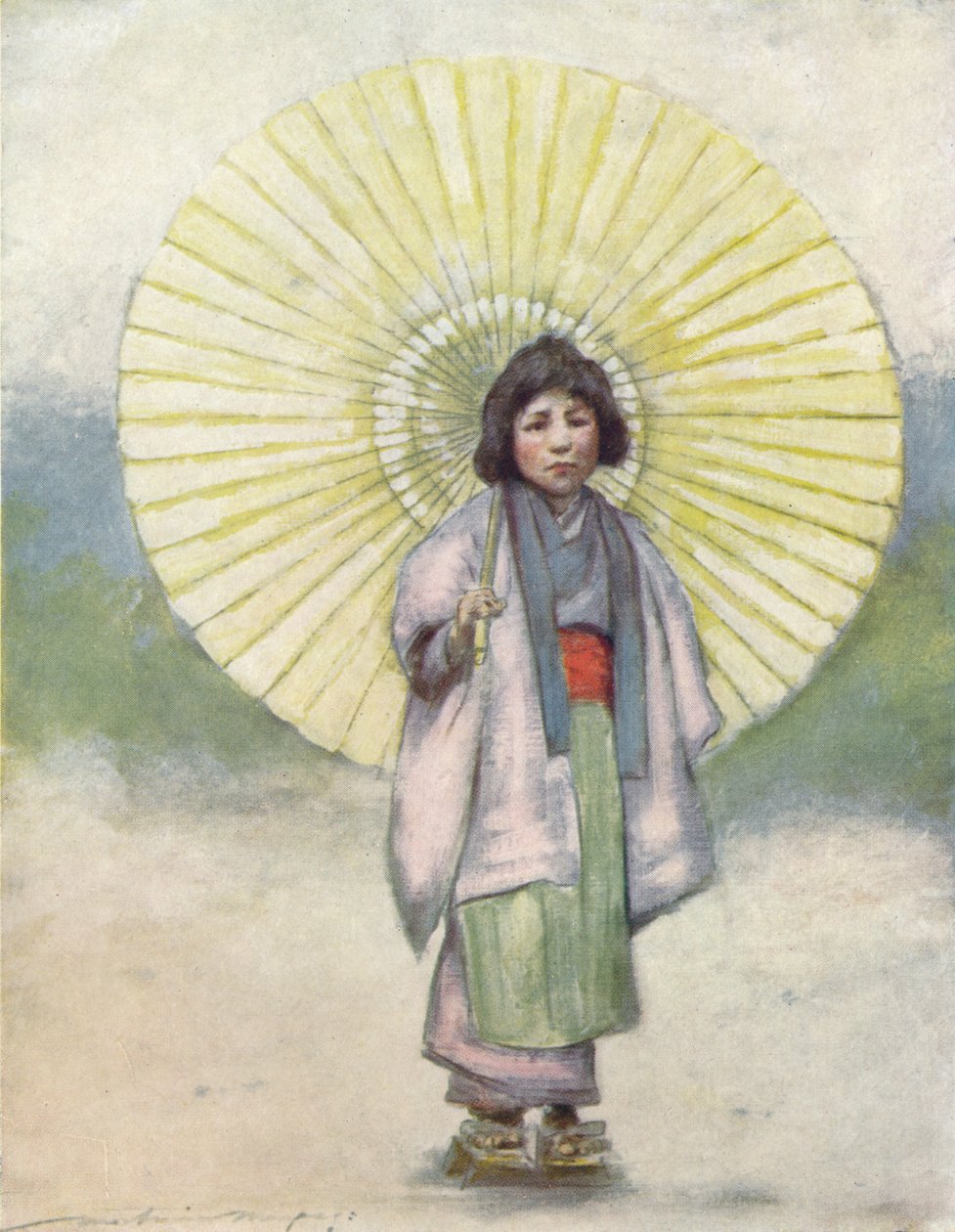 "A gyermek és az esernyő", 1887, 1901 alkotó: Mortimer L Menpes