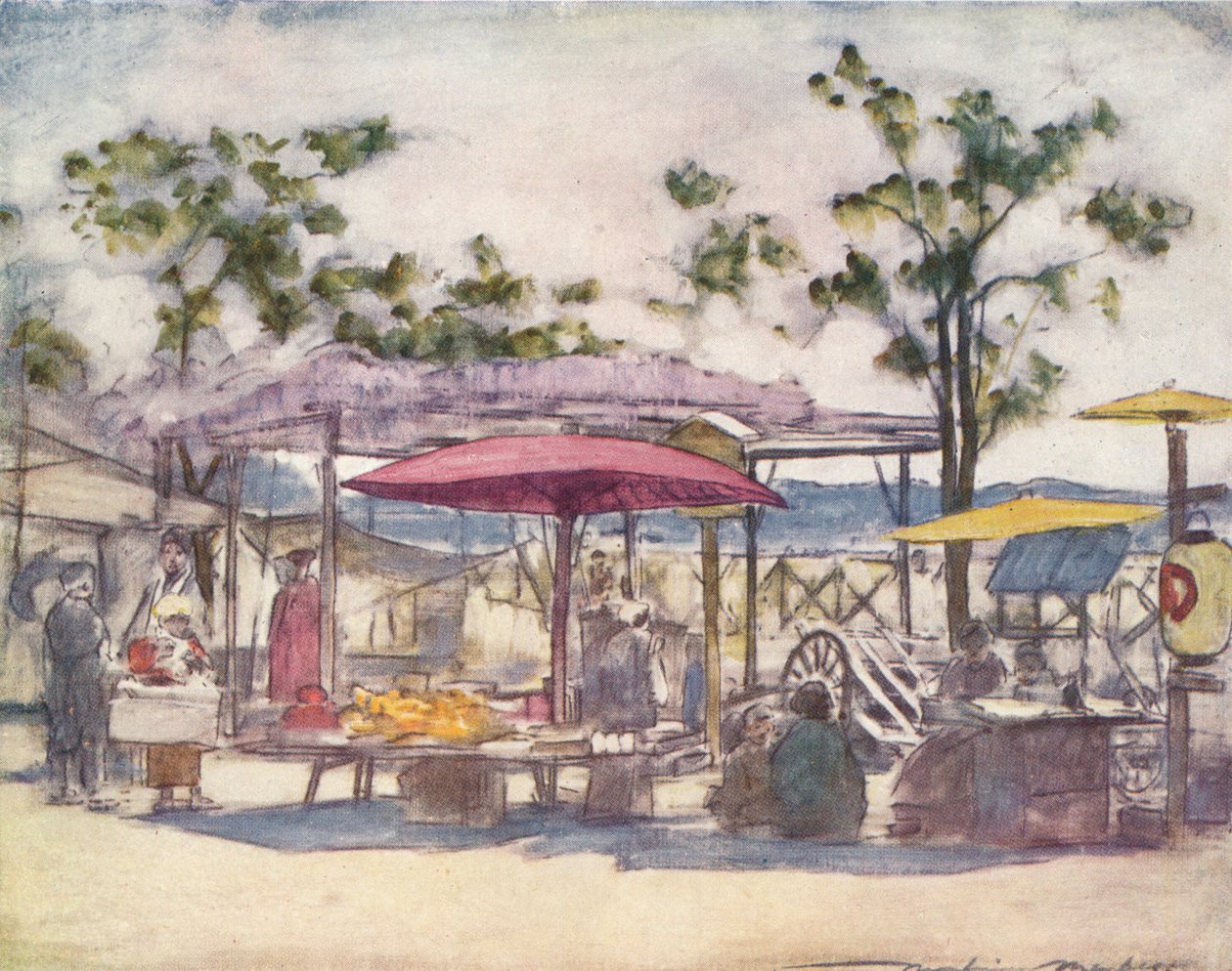 "The Scarlet Umbrella", 1887, 1901 alkotó: Mortimer L Menpes