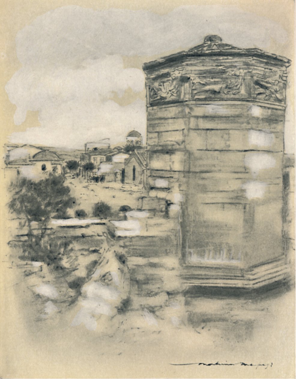 "A szelek tornya, Athén", 1903 alkotó: Mortimer L Menpes