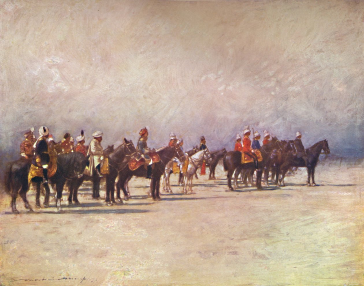 "Alkirály felülvizsgálja a csapatokat", 1903 alkotó: Mortimer L Menpes