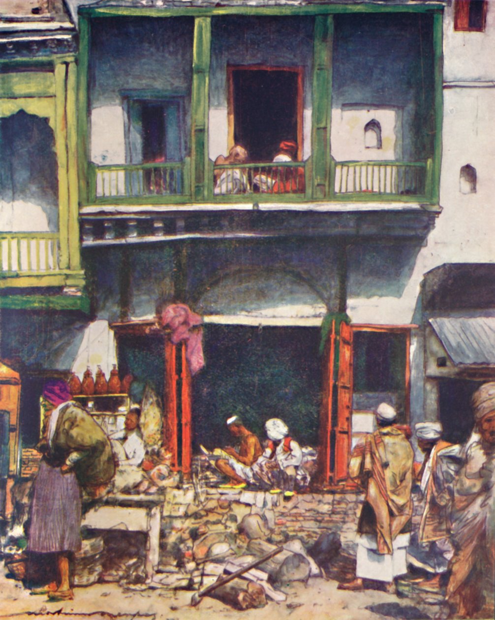 Egy nyüzsgő bazár Delhiben, 1905 alkotó: Mortimer Ludington Menpes
