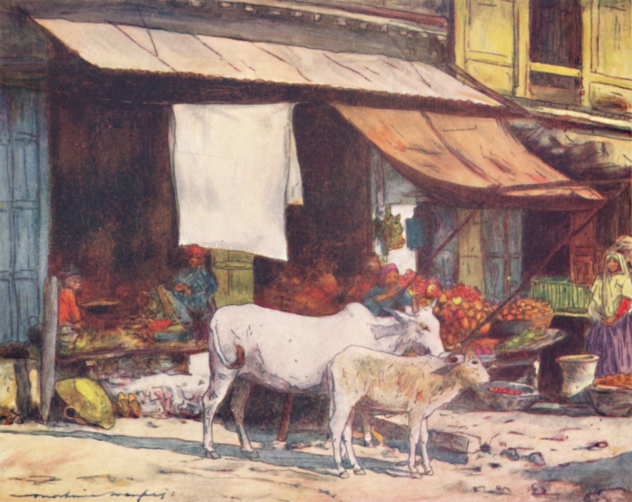 A gyümölcspiac sarka, Delhi, 1905 alkotó: Mortimer Ludington Menpes