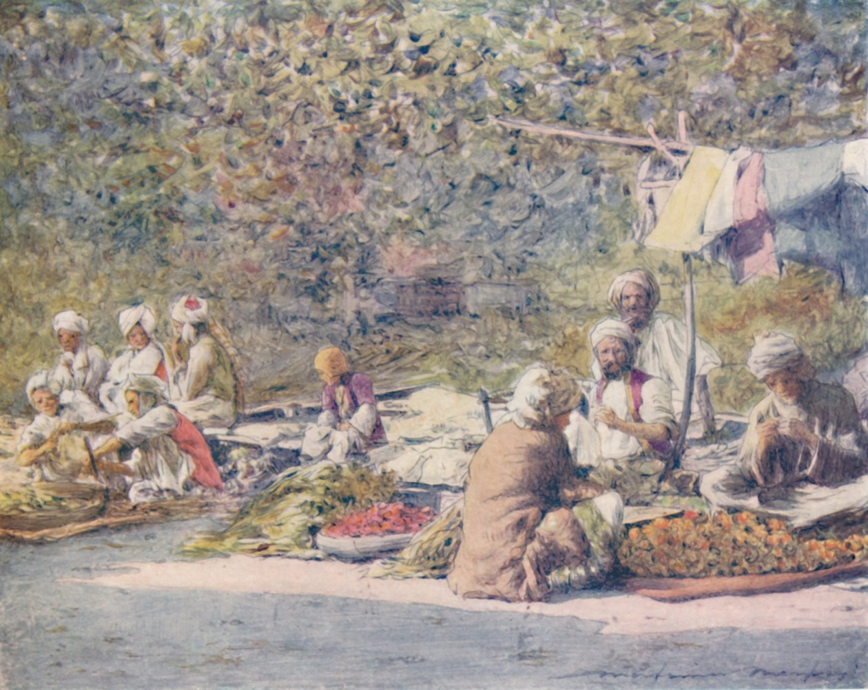 Zöldségpiac, Peshawur, 1905 alkotó: Mortimer Ludington Menpes