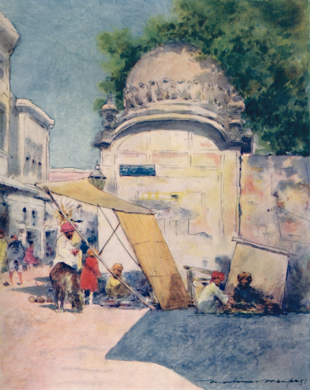Egy utcasarokban, Amritsar, 1905 alkotó: Mortimer Ludington Menpes