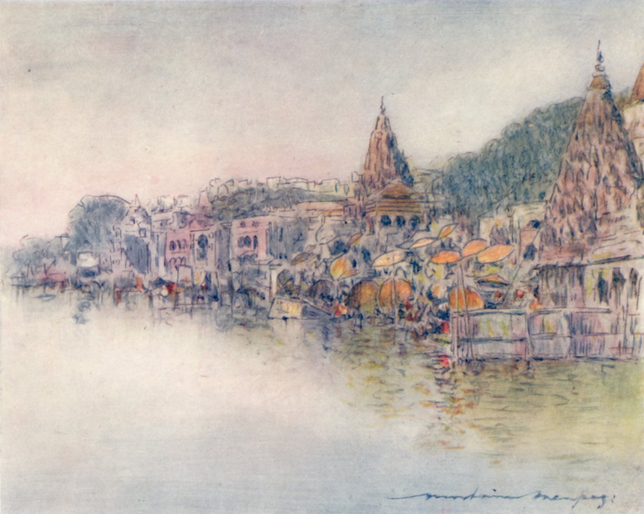 A Holy River partján, Benares, 1905 alkotó: Mortimer Ludington Menpes