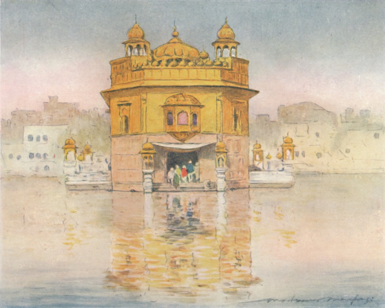 Az Arany Templom, Amritsar, 1905 alkotó: Mortimer Ludington Menpes