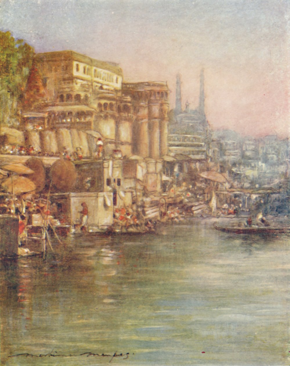 The River Front, Benares, 1905 alkotó: Mortimer Ludington Menpes