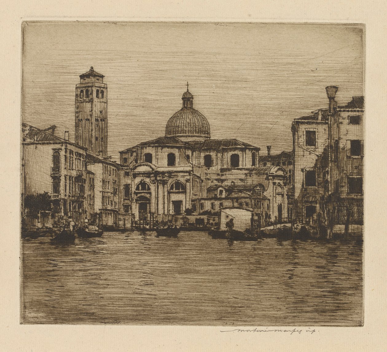 A Grand Canal St. Geremia tornyát mutatja alkotó: Mortimer Menpes
