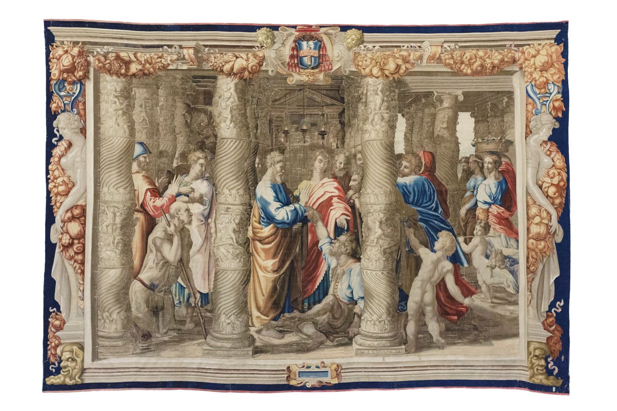 Szent Péter meggyógyítja a nyomorékot, 1630 körül (faliszőnyeg Raffael rajzai alapján) alkotó: Mortlake Tapestry Manufactory