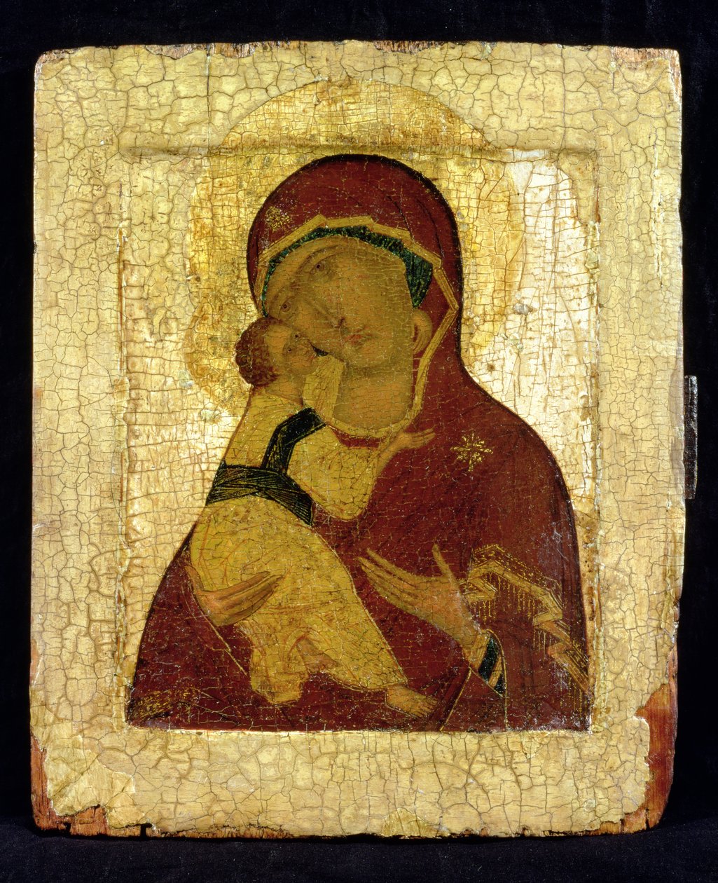 Vlagyimir Szűz ikonja (aranylevél és tempera a panelen) alkotó: Moscow School