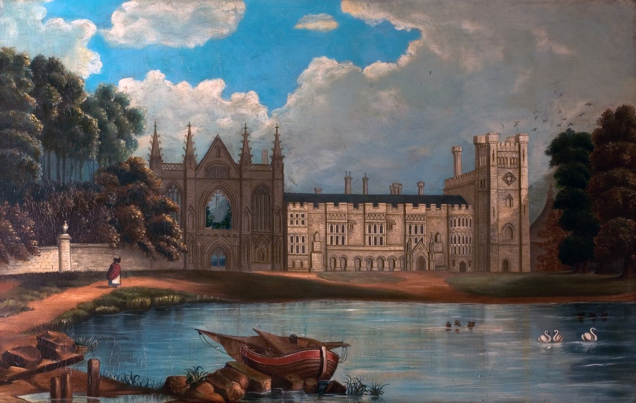 Newstead apátság nyugati látképe, Nottinghamshire, 1820-34 (olaj, fa 65 x 101,5) alkotó: Moses after Webster