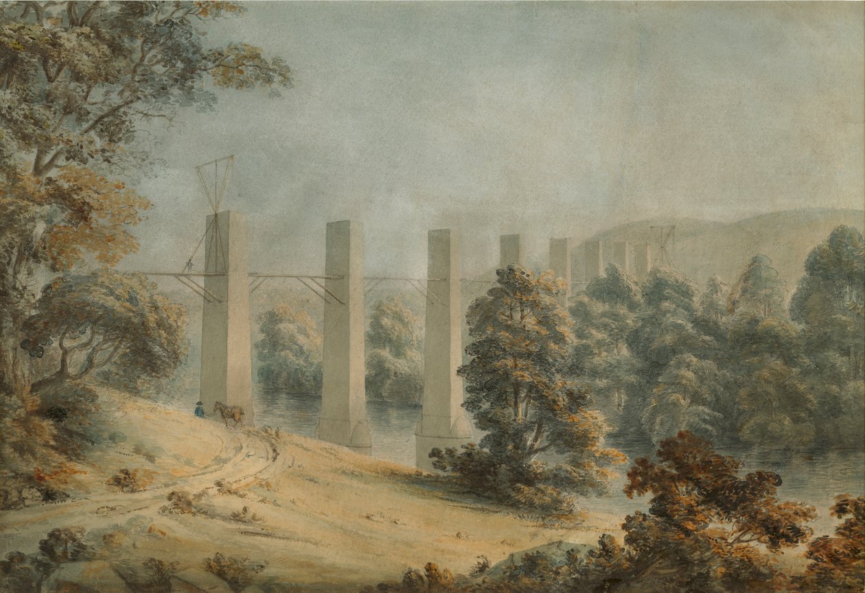Pant-y-Gessylte vízvezeték, Pontcysyllte (akvarell, papír) alkotó: Moses Griffith
