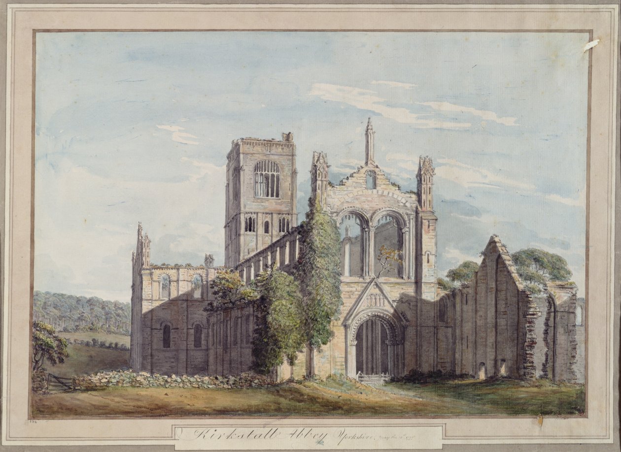 A Kirkstalli apátság északnyugati képe, 1777 alkotó: Moses Griffiths