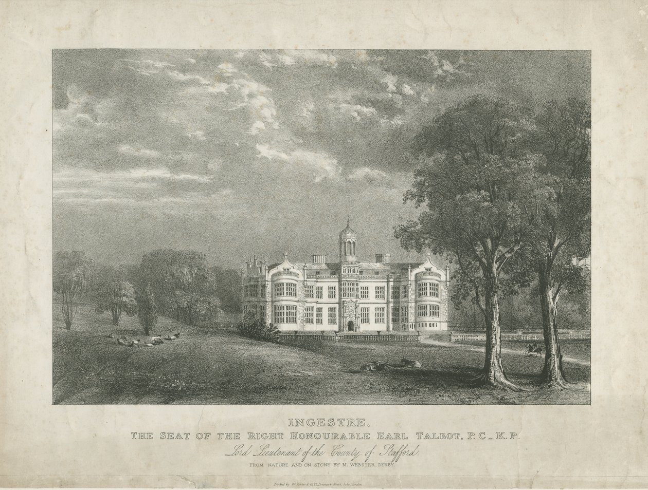 Ingestre Hall: litográfia, nd [c 1840] alkotó: Moses Webster