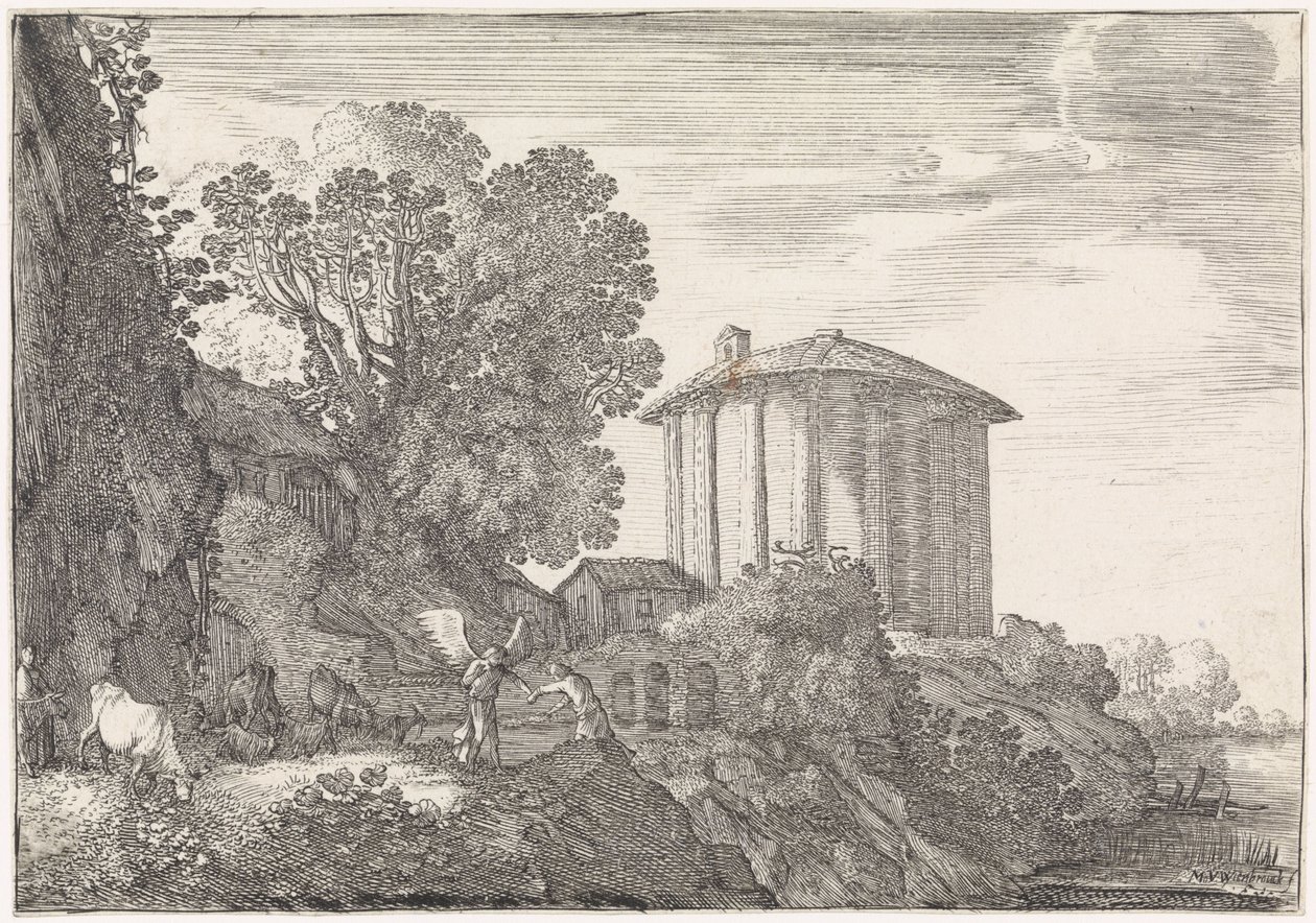 Táj a Vesta templommal Árkádiai tájak (sorozat címe) alkotó: Moyses van Wtenbrouck