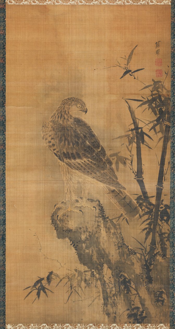 Hawk egy sziklán alkotó: Mu Zhang