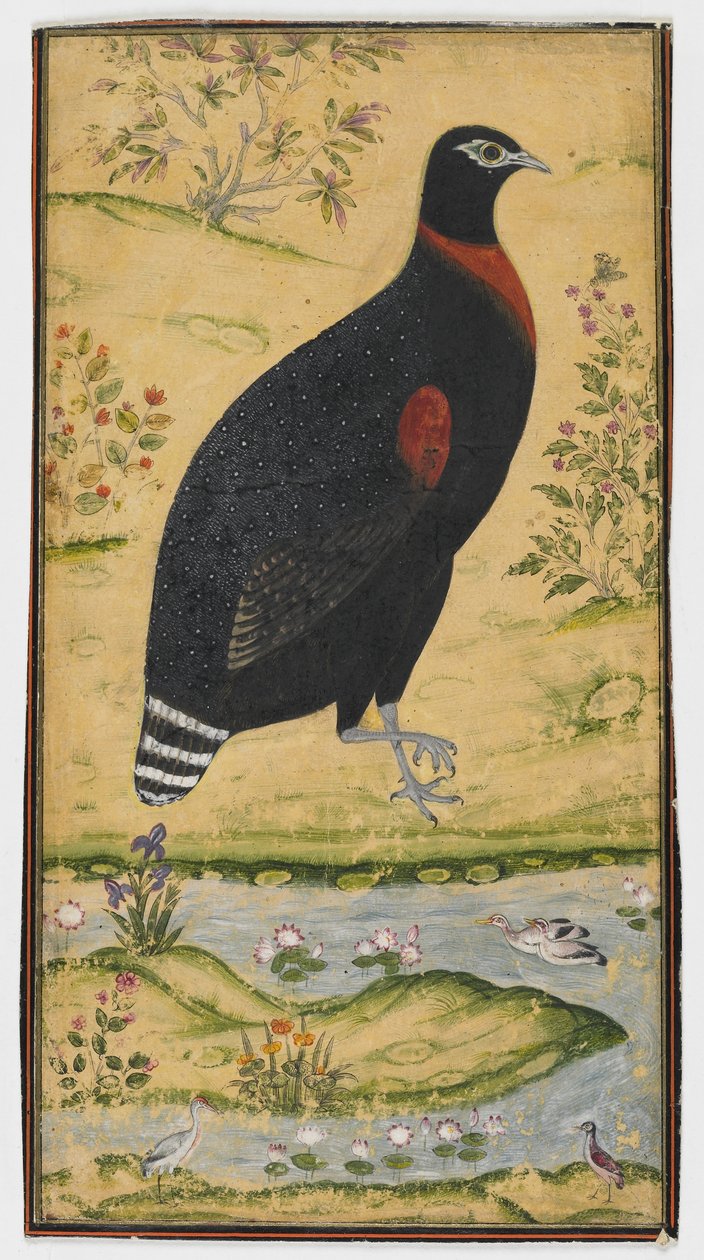 Pókháló madár a tájban, Festmény, 17. század vége alkotó: Mughal School