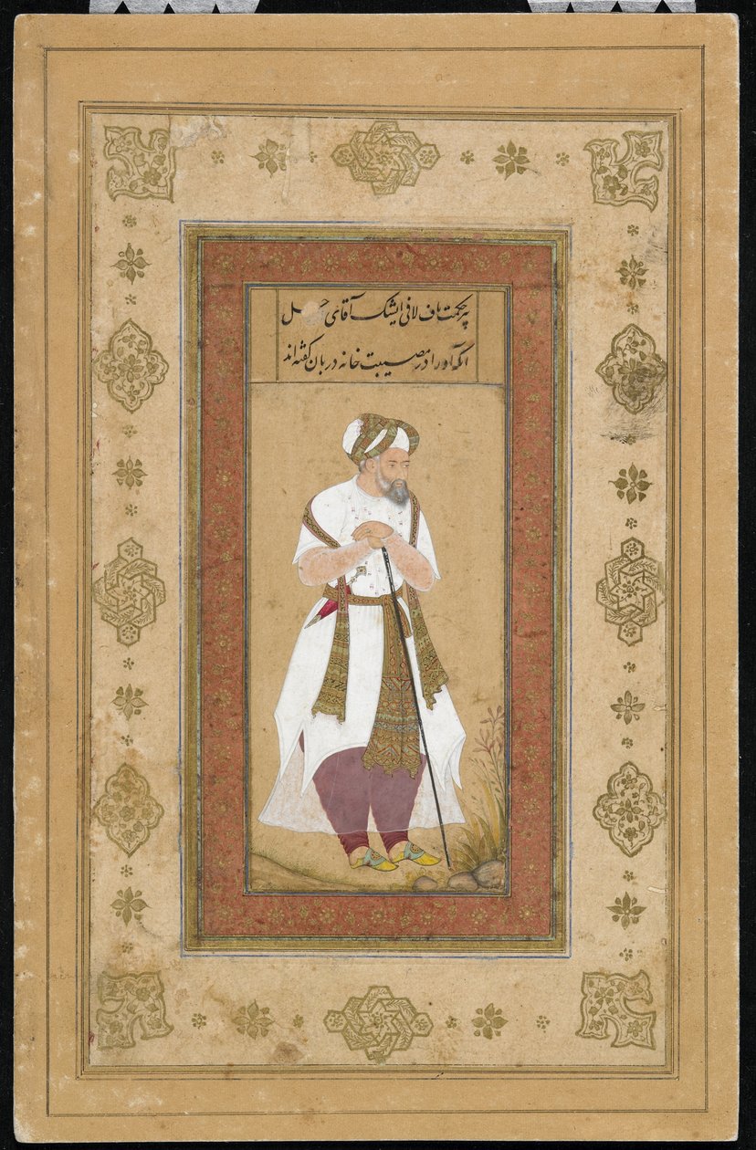 Egy idős udvaronc a Salim albumból, kéziratos fólió, 1603 körül alkotó: Mughal School