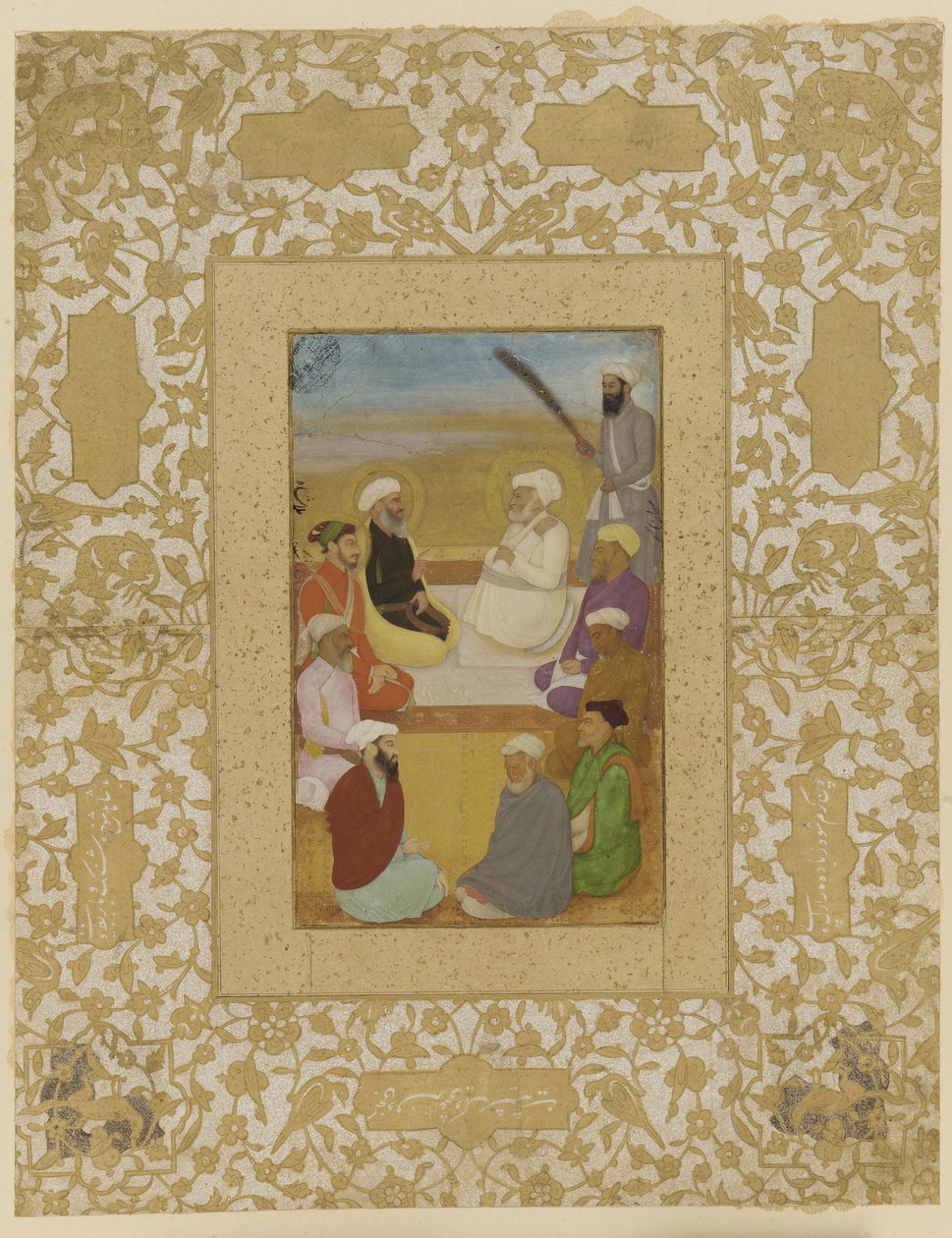 Dara Shikoh Mian Mirrel és Mulla Shah-val, különálló albumfólió festménnyel, 1640 körül alkotó: Mughal School