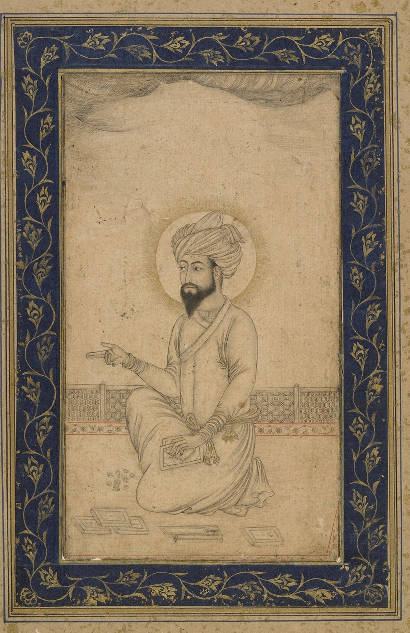 Babur császár, különálló albumfólió, 19. század vége alkotó: Mughal School
