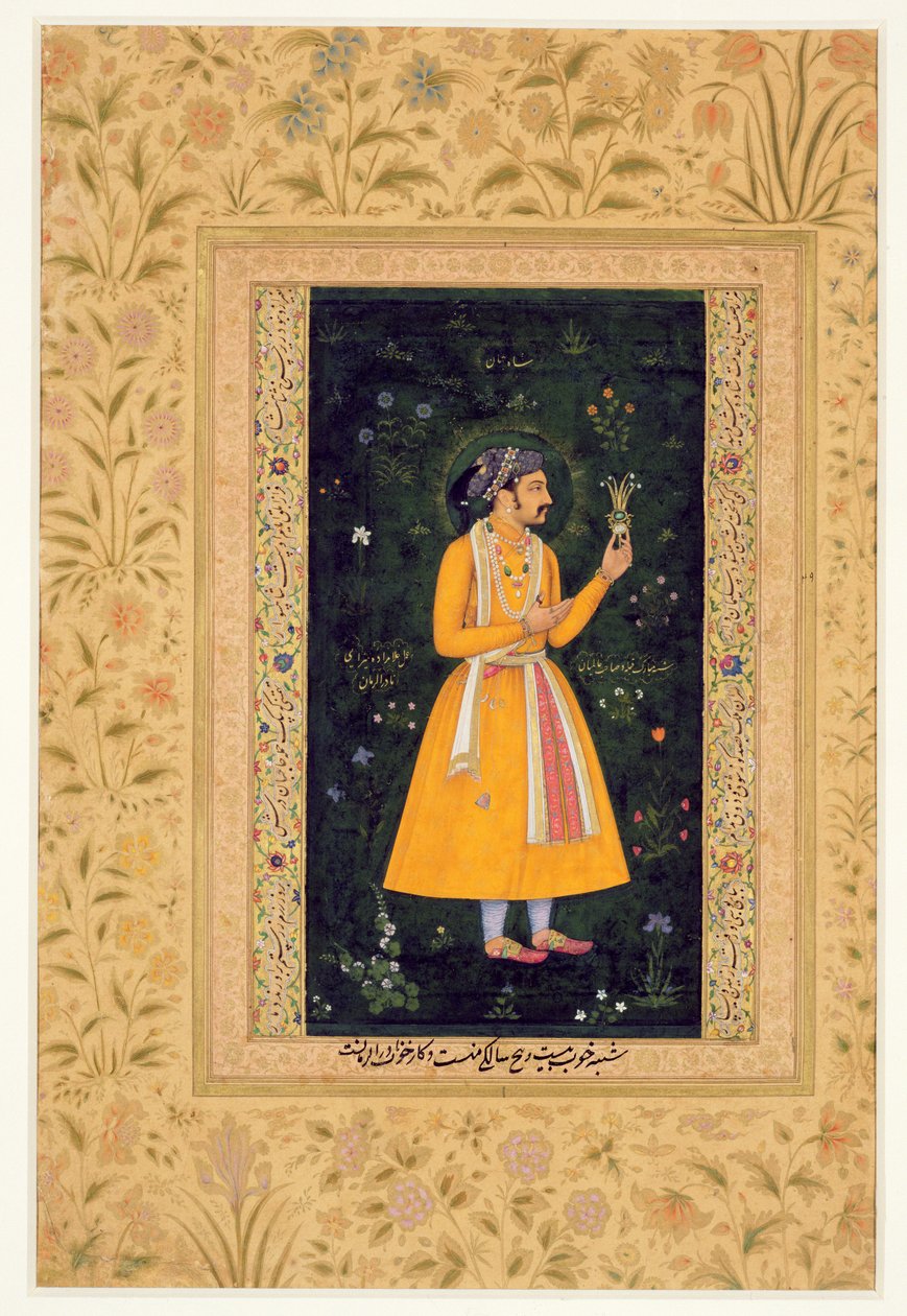 Sah Jahan császár (1592-1666) (ur. 1627-1658) hercegként, 1616 körül (guache pergamen) alkotó: Mughal School